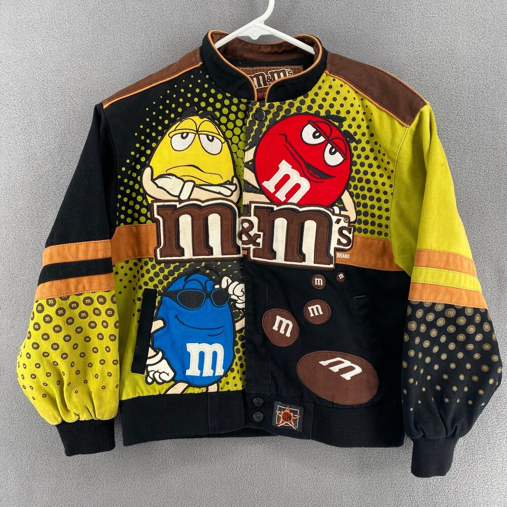 JH Designs Nascar MMs Officially Licensed jacket Kids M 7/8 Lined Embroidered